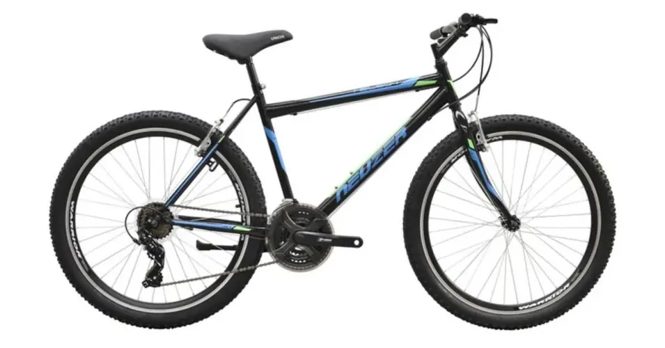 Végkiárusítás Neuzer Nelson 50 férfi hobbi MTB kerékpár, acél, 21s, 17-es vázméret, fekete-türkiz-neon zöld